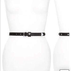 AllSaints Studded Leather Skinny Belt